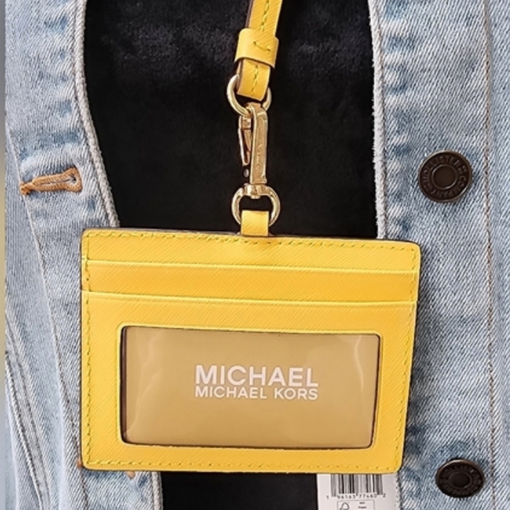 Michael Kors Jet Set Travel Logo I.D. Card Case Lanyard Necklace NWT!
